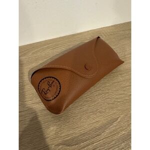 Ray-Ban Brown Leather Sunglasses Case Snap Closure Replacement Eyewear Pouch